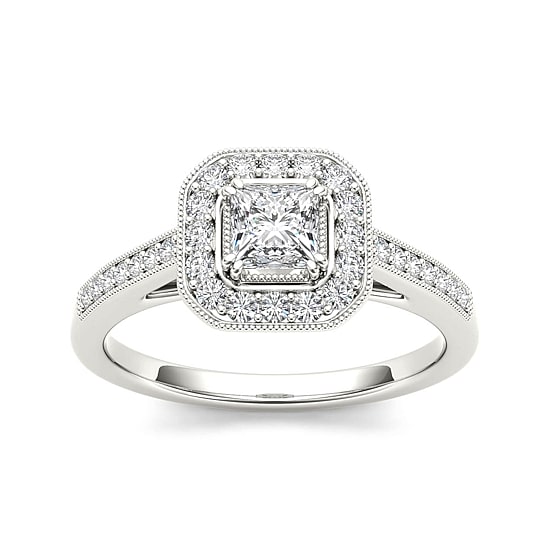 1/2 CT.T.W. Natural Diamond 14K White Gold Engagement Ring