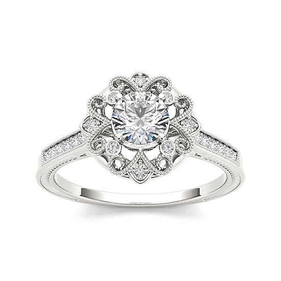 1/2 CT.T.W. Natural Diamond 14K White Gold Engagement Ring