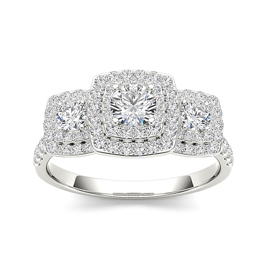 1 CT.T.W. Natural Diamond 10K White Gold Engagement Ring