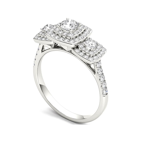 1 CT.T.W. Natural Diamond 10K White Gold Engagement Ring