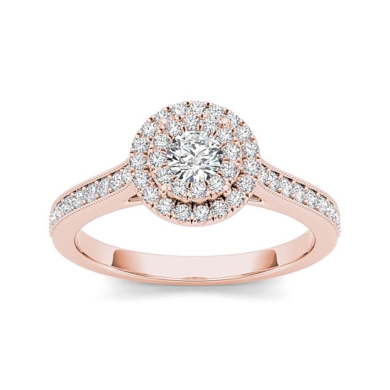 1/2 CT.T.W. Natural Diamond 10K Rose Gold Engagement Ring