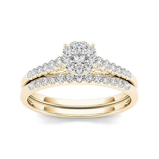 1/2 CT.T.W. Natural Diamond 10K Yellow Gold Bridal Ring Set