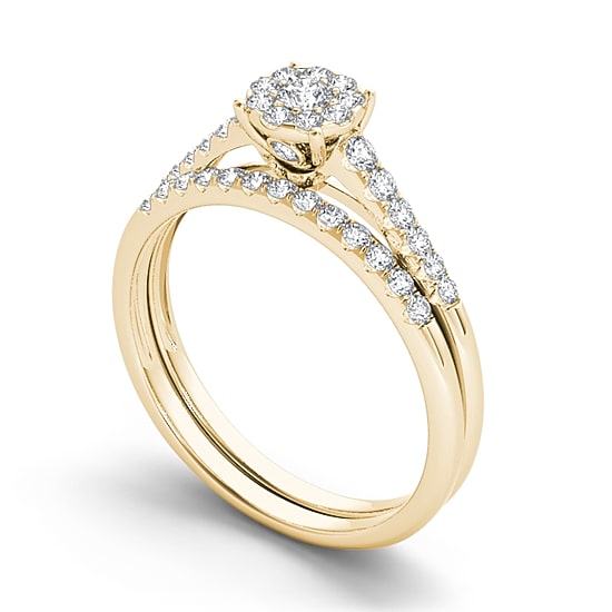 1/2 CT.T.W. Natural Diamond 10K Yellow Gold Bridal Ring Set