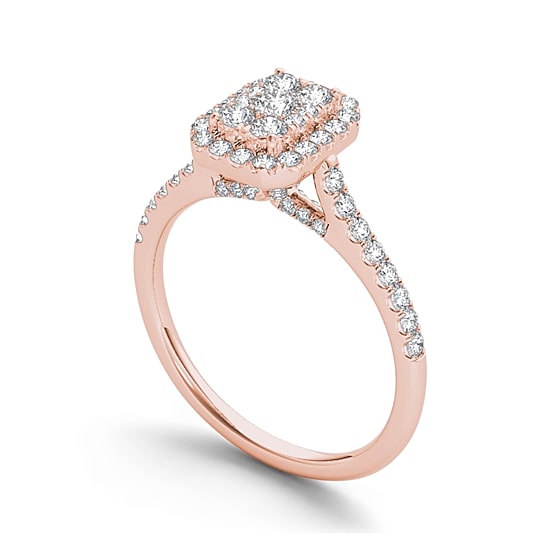3/4 CT.T.W. Natural Diamond 10K Rose Gold Square-Shaped Engagement Ring