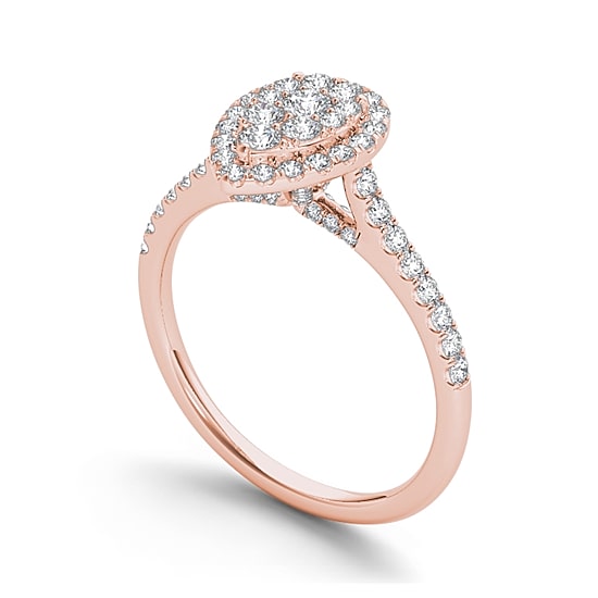 3/4 CT.T.W. Natural Diamond 10K Rose Gold Pear-Shaped Engagement Ring