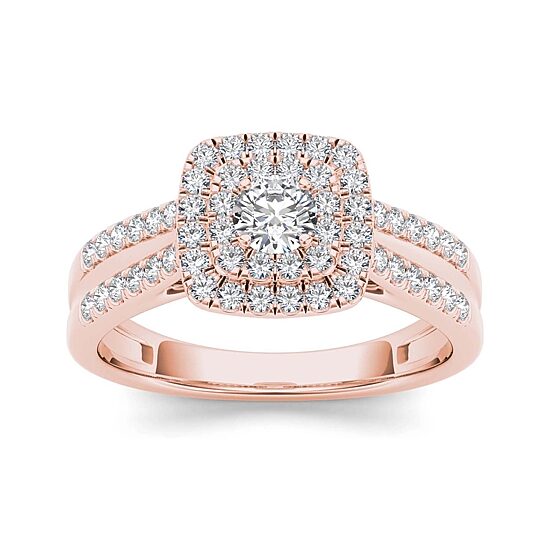 3/4 CT.T.W. Natural Diamond 10K Rose Gold Engagement Ring