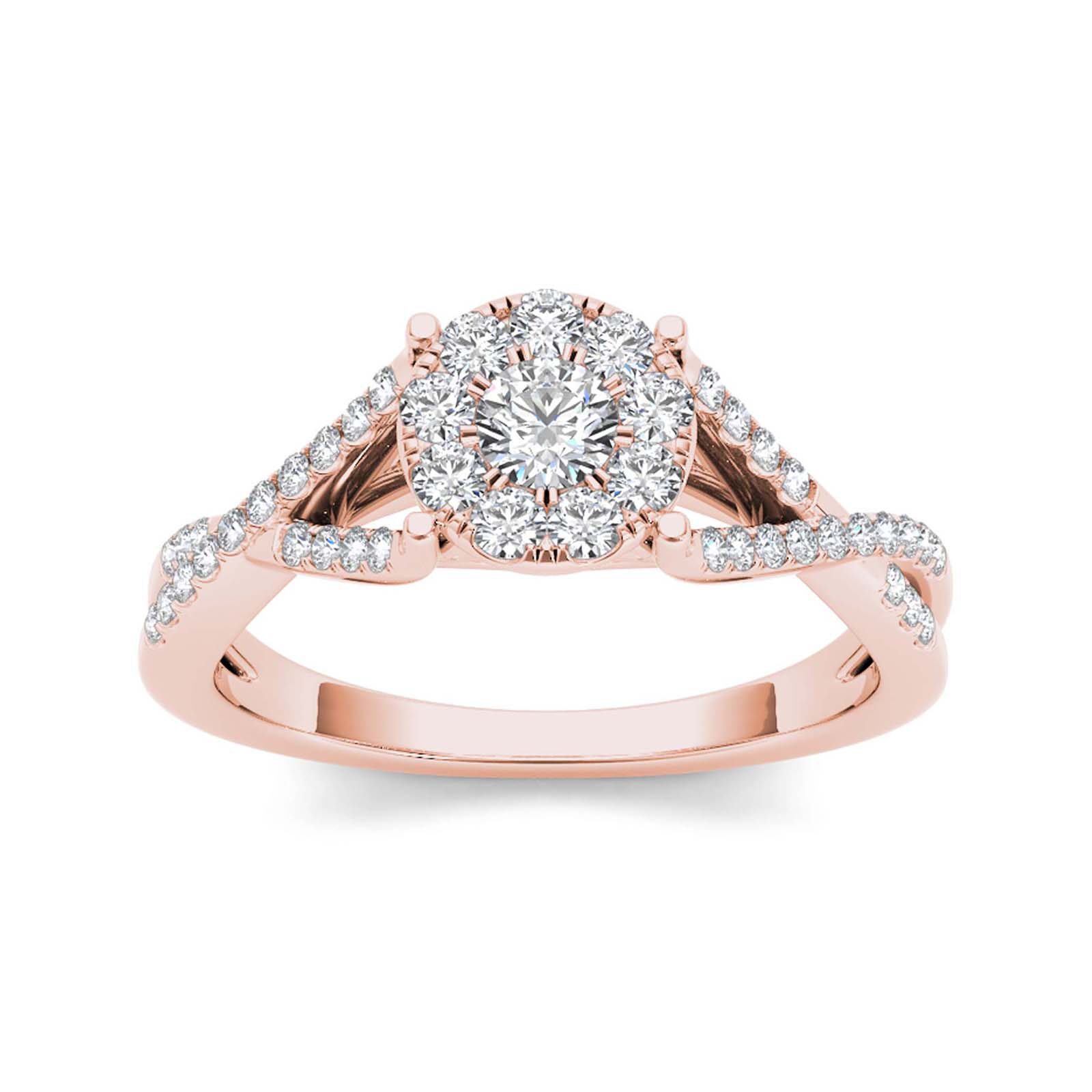 3/4 CT.T.W. Natural Diamond 10K Rose Gold Engagement Ring