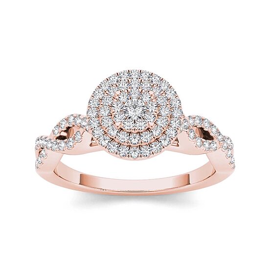 3/4 CT.T.W. Natural Diamond 10K Rose Gold Engagement Ring