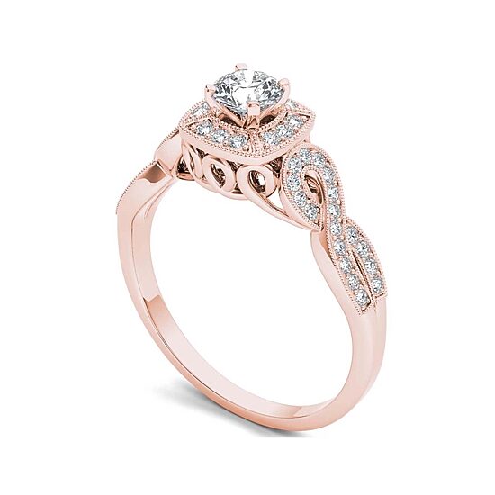 1/2 CT.T.W. Natural Diamond 14K Rose Gold Engagement Ring