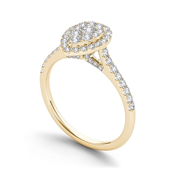 3/4 CT.T.W. Natural Diamond 10K Yellow Gold Pear-Shaped Engagement Ring
