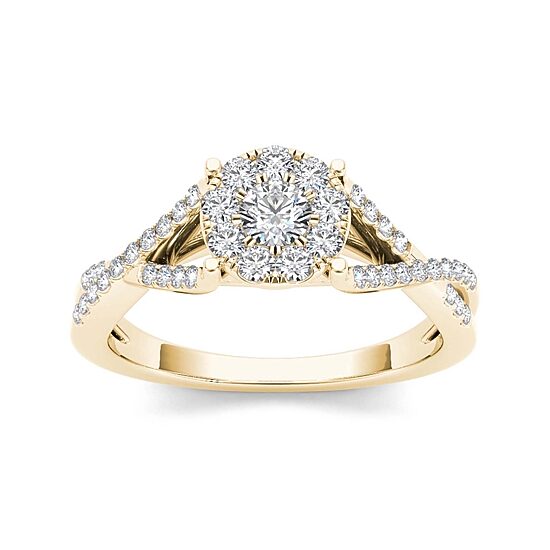 3/4 CT.T.W. Natural Diamond 10K Yellow Gold Engagement Ring