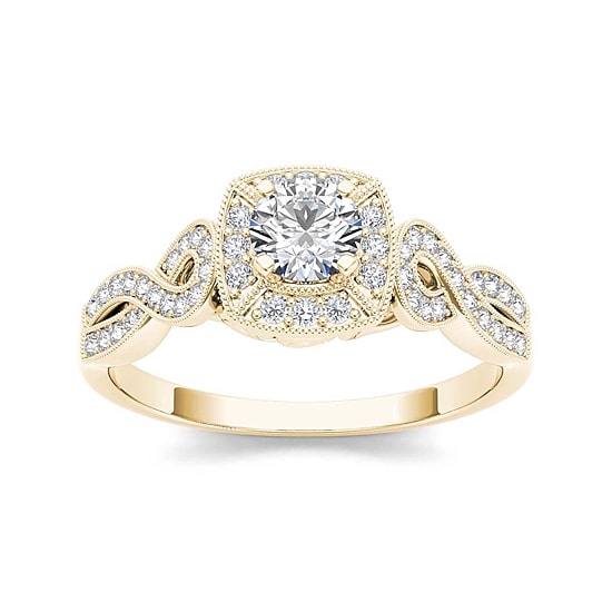 1/2 CT.T.W. Natural Diamond 14K Yellow Gold Engagement Ring