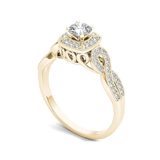 1/2 CT.T.W. Natural Diamond 14K Yellow Gold Engagement Ring