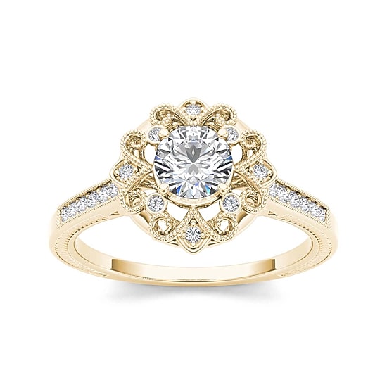 1/2 CT.T.W. Natural Diamond 14K Yellow Gold Engagement Ring