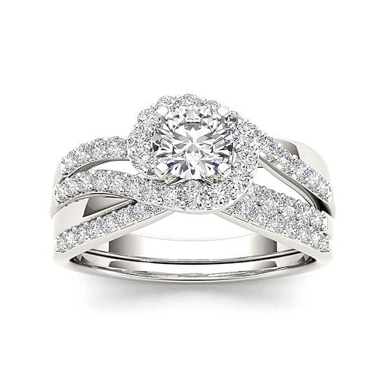 1 CT.T.W. Natural Diamond 14K Yellow Gold Bridal Set