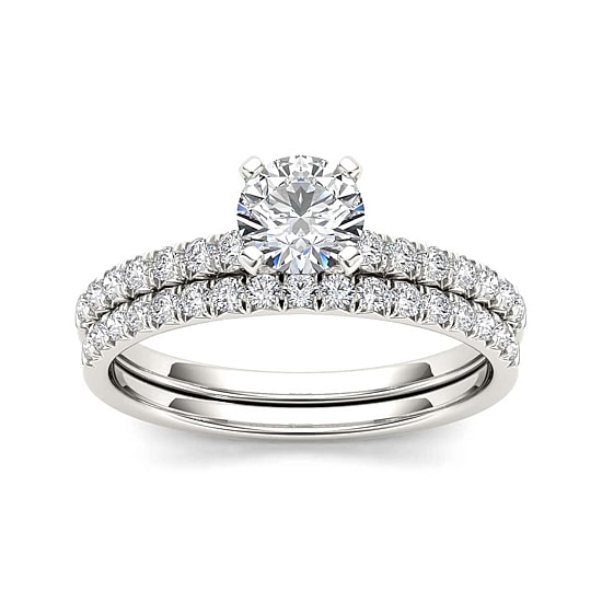 1 CT.T.W. Natural Diamond 14K White Gold Bridal Set