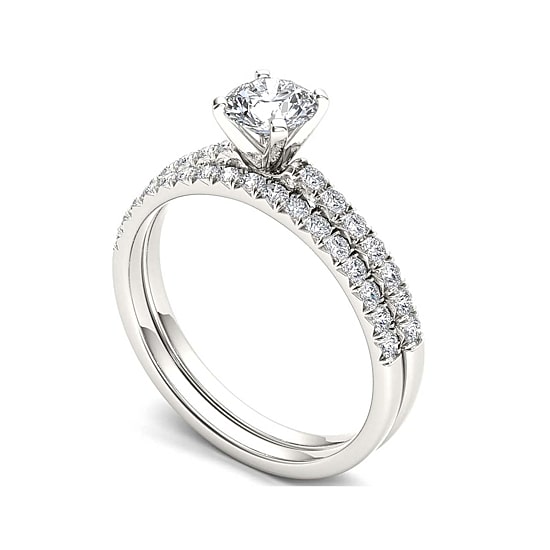 1 CT.T.W. Natural Diamond 14K White Gold Bridal Set