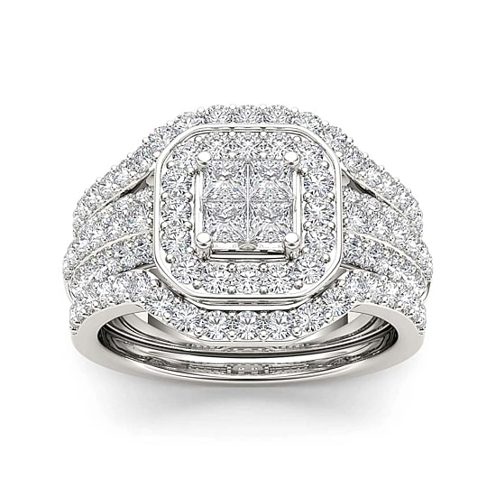 1 3/4 CT.T.W. Natural Diamond 10K White Gold Bridal Set