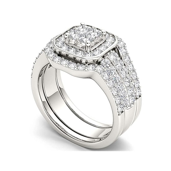 1 3/4 CT.T.W. Natural Diamond 10K White Gold Bridal Set