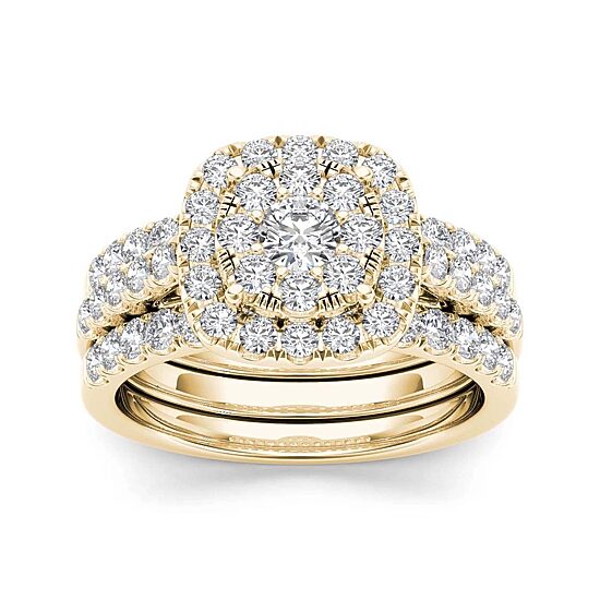 1 1/2 CT.T.W. Natural Diamond 14K Yellow Gold Bridal Ring Set