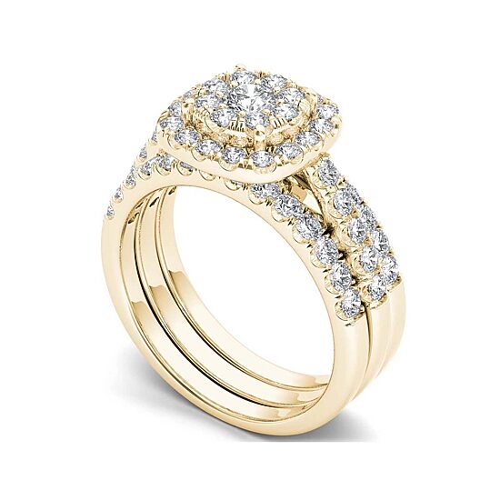 1 1/2 CT.T.W. Natural Diamond 14K Yellow Gold Bridal Ring Set