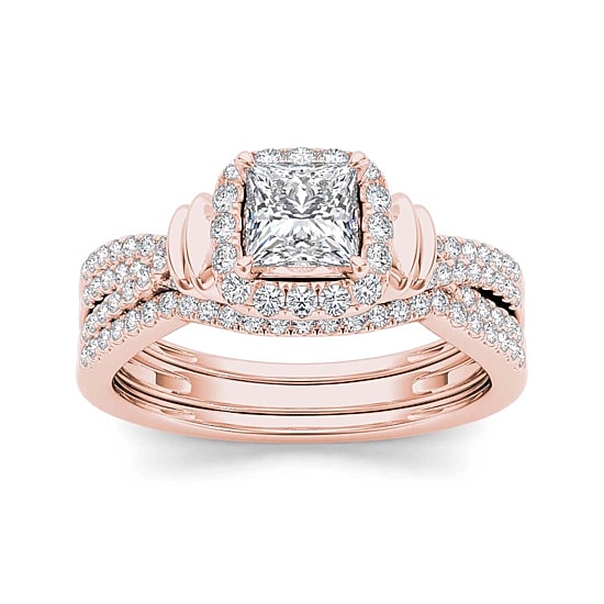 1 CT.T.W. Natural Diamond 14K Rose Gold Bridal Set