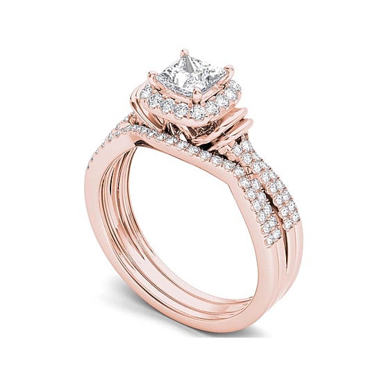 1 CT.T.W. Natural Diamond 14K Rose Gold Bridal Set