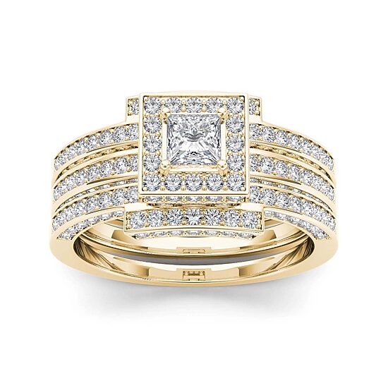 1 1/2 CT.T.W. Natural Diamond 14K Yellow Gold Bridal Set