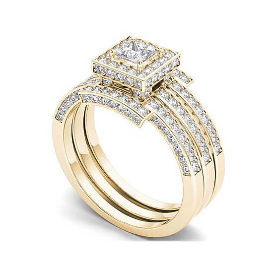 1 1/2 CT.T.W. Natural Diamond 14K Yellow Gold Bridal Set