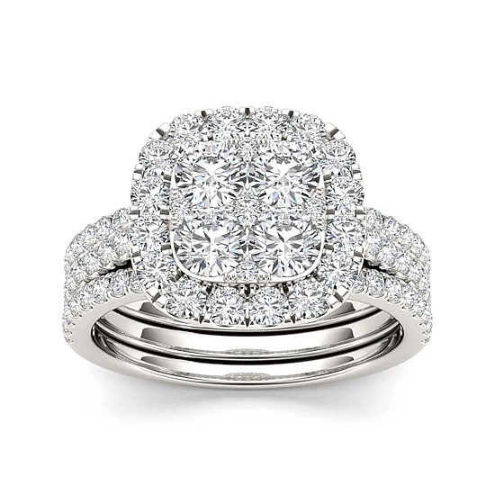 2 CT.T.W. Natural Diamond 14K White Gold Bridal Set
