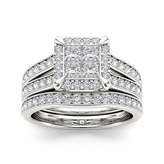 1 1/2 CT.T.W. Natural Diamond 14K White Gold Bridal Set