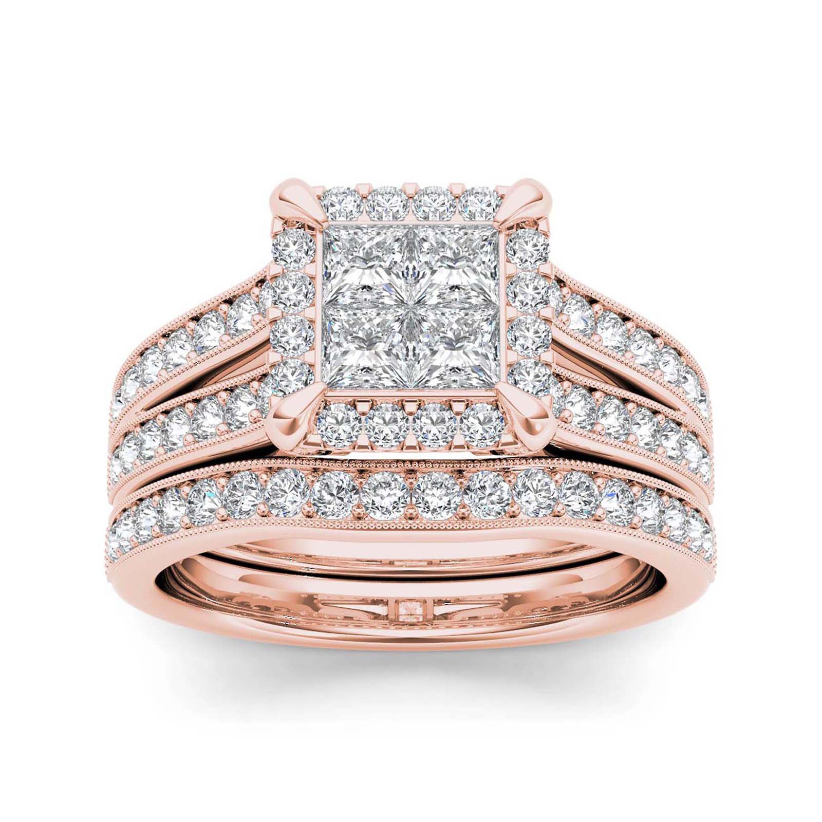 1 1/2 CT.T.W. Natural Diamond 14K Rose Gold Bridal Set