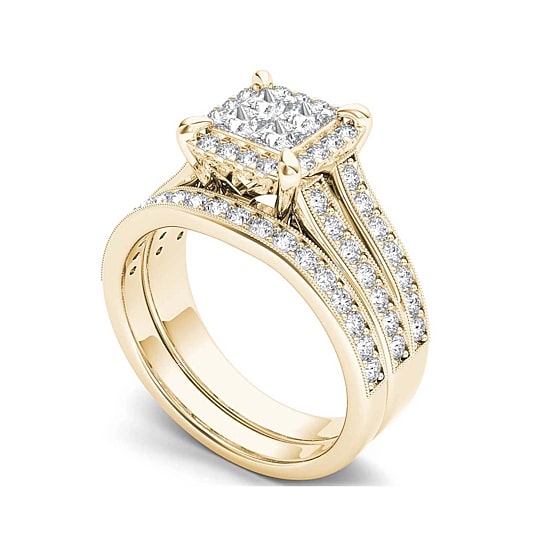 1 1/2 CT.T.W. Natural Diamond 14K Rose Gold Bridal Set