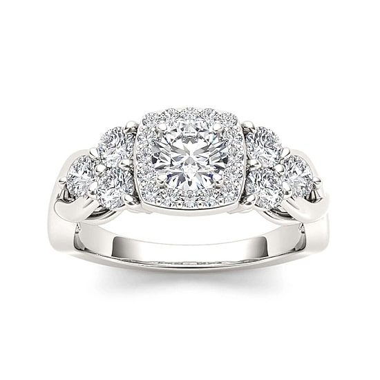 1 1/2 CT.T.W. Natural Diamond 14K White Gold Engagement Ring