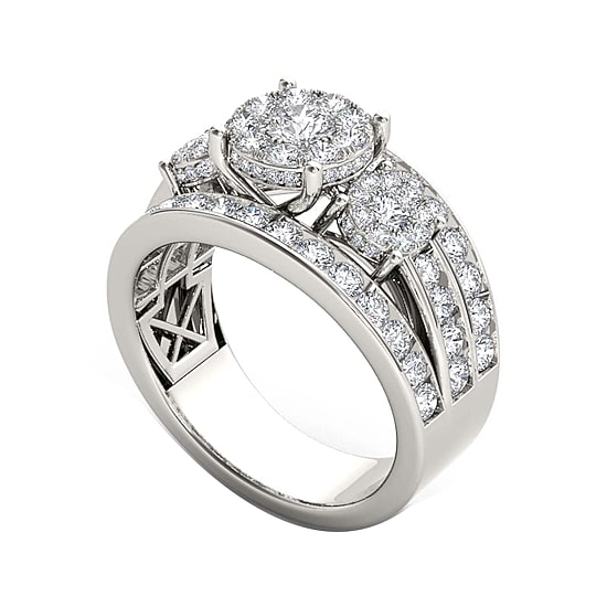 2 CT.T.W. Natural Diamond 10K White Gold Engagement Ring