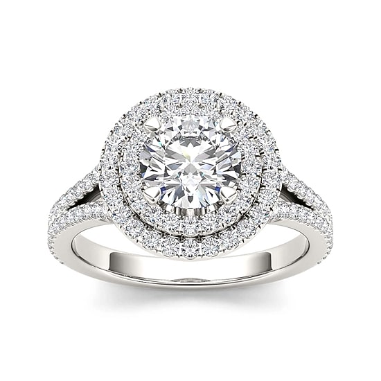 1 1/2 CT.T.W. Natural Diamond 14K White Gold Engagement Ring