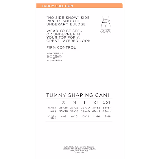 Ambrielle No Side-Show Waist Shaping Tank Shapewear Camisole