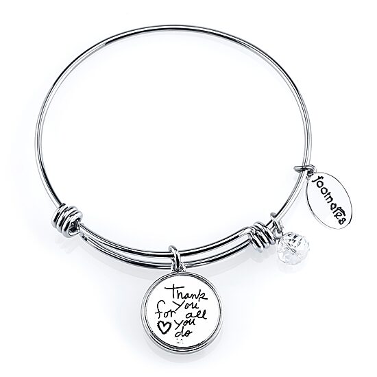 Footnotes Mom Womens Crystal Stainless Steel Heart Bangle Bracelet