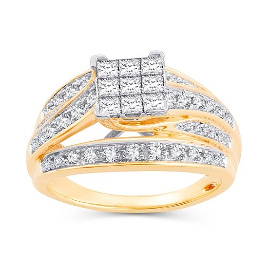 Womens 1 CT. T.W. Natural White Diamond 10K Gold Engagement Ring