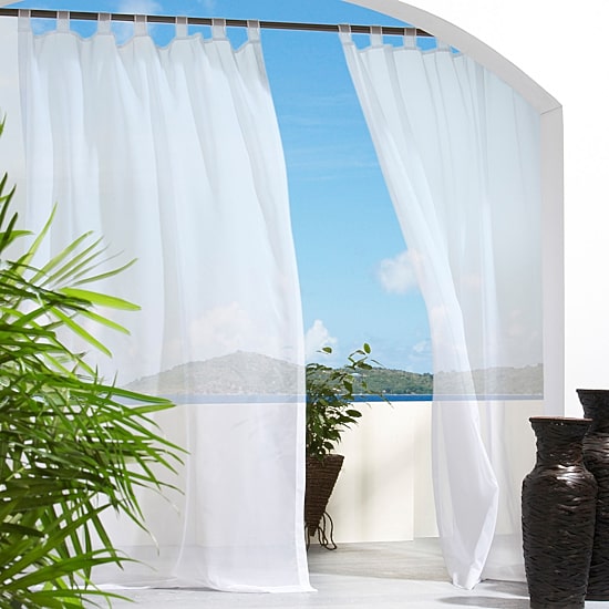 Outdoor Decor Escape Solid Tab Top Energy Saving Light-Filtering Single Outdoor Curtain Panel