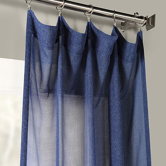 Exclusive Fabrics & Furnishing Faux Linen Rod Pocket Sheer Single Curtain Panel