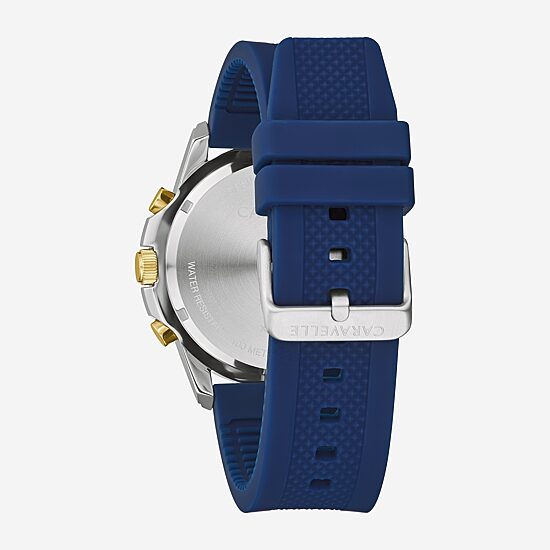 Caravelle Designed By Bulova Aqualuxx Mens Chronograph Blue Strap Watch 45b161