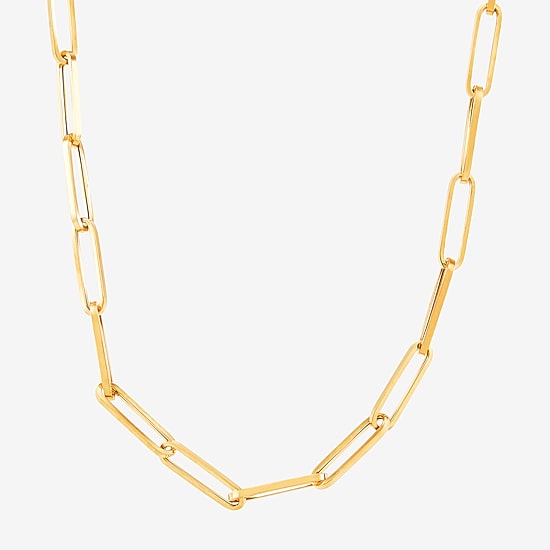 Gold Addiction Womens 14K Gold 18 Inch Paperclip Chain Necklace