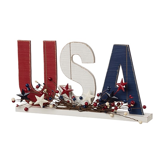 Glitzhome 18" Usa Wooden Tabletop Decor