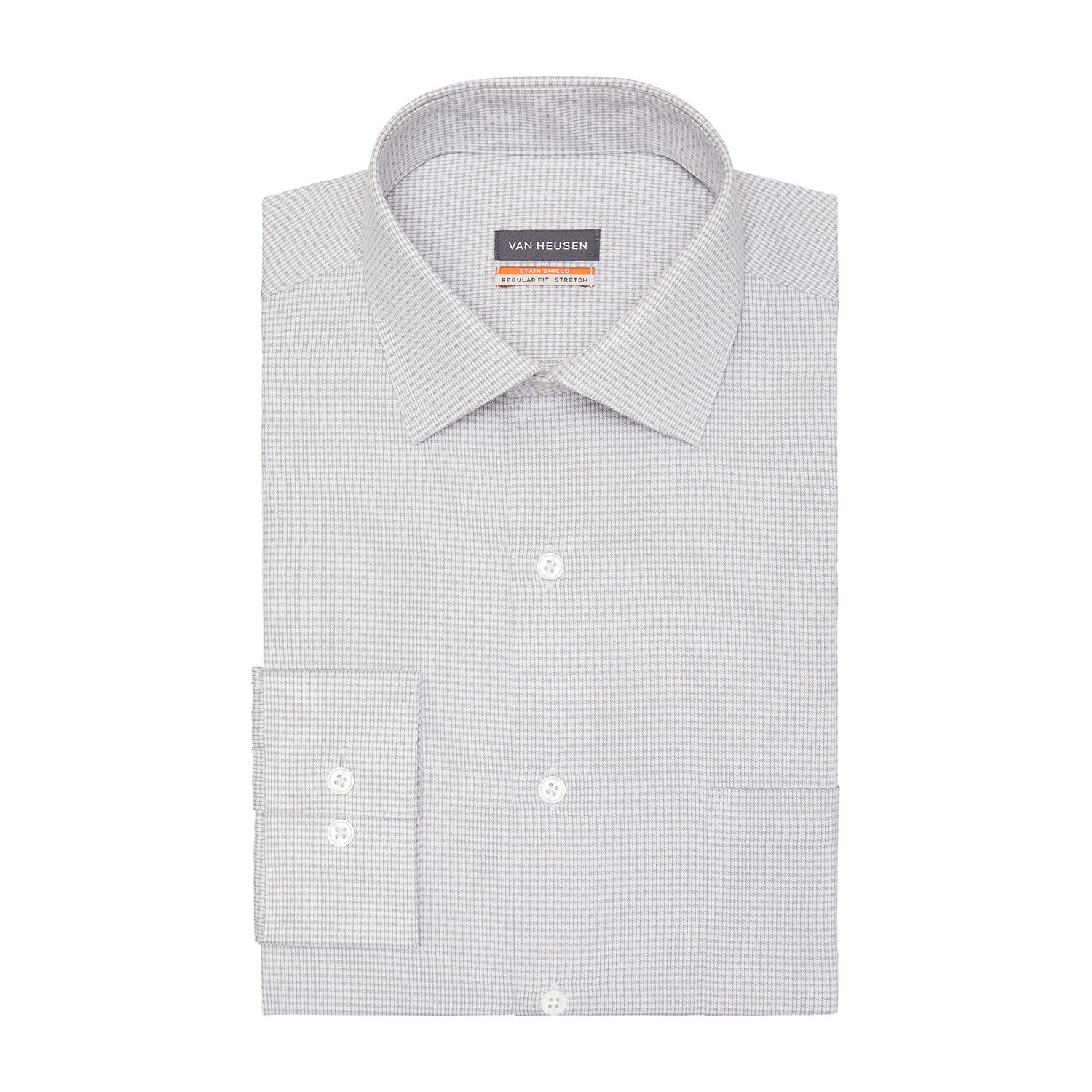 Van Heusen Stain Shield Mens Regular Fit STRETCH FABRIC Wrinkle Free Long Sleeve Dress Shirt