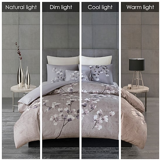 N Natori Sakura Blossom 3PC Cotton Sateen Printed Comforter Set