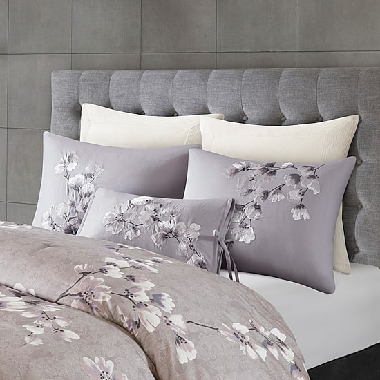 N Natori Sakura Blossom 3PC Cotton Sateen Printed Comforter Set
