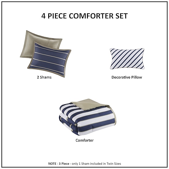 Intelligent Design Garrett Striped Comforter Set with decorative pillow