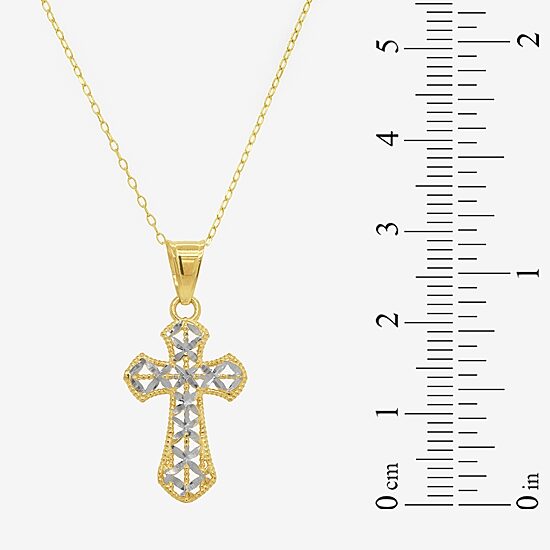 Made in Italy Womens 14K Two Tone Gold Cross 18 Inch Pendant Necklace