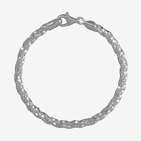 Made in Italy Unisex Adult Sterling Silver 7.5 Inch Solid Link Chain Bracelet